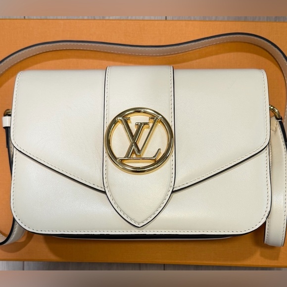 Louis Vuitton Handbags - Louis Vuitton Pont 9 Crème with Blue Interior Calf skin